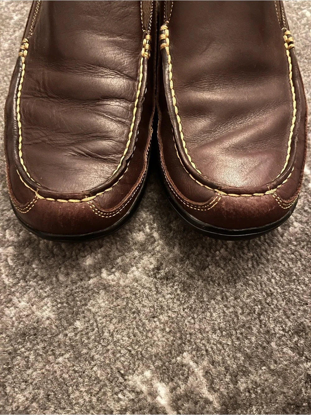 Cole Haan Brown Leather Slip-On Loafers with Contrast Stitch